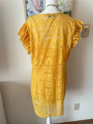 Never Fully Dress Crochet Lace Ruffle Mini Dress in Size US 14 thumbnail 4