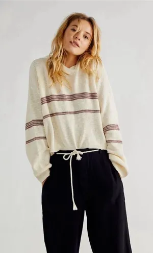 Free People Womens Sweater Beach Day Off Knit Hoodie Size Medium thumbnail 1