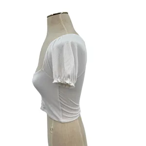 Aritzia Wilfred Free‎ Fortune Top Corset Puff Sleeve Ribbed White Size XS thumbnail 4