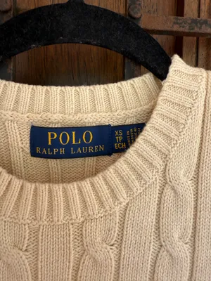 Ralph Lauren Light Beige Cable Knit Crewneck Sweater Size XS thumbnail 2