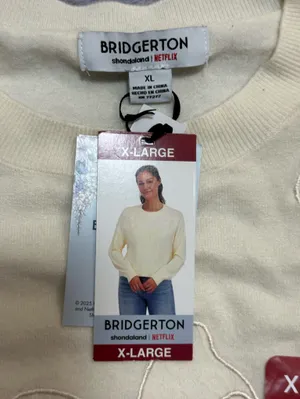 Bridgerton Lace Bow Sweater XL Ivory thumbnail 2