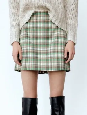 {Zara} Brand New Multicolored Plaid Mini Skirt thumbnail 1