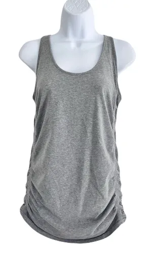 Athleta Grey Side Ruched Stretch Cotton Tank Top, Size XL thumbnail 1