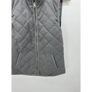 Old Navy Gray Quilted Vest Women Sz M Full Zip Winter Neutral Minimal‎ Lined thumbnail 5