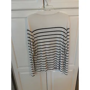 Ava & Viv Womens 1X Striped‎ Mock Neck Ribbed Long Sleeve Top Cream Black thumbnail 5
