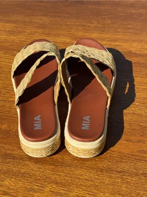 MIA Raffia Platform Slide Sandals Women’s Size 10 Tan Woven Summer thumbnail 5