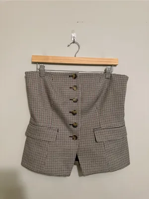 Ann Taylor Plaid Strapless Button Front Vest Top - Size 6 thumbnail 4