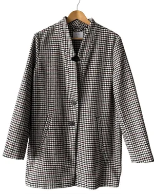 Old Navy Textured Houndstooth Mid Length Button Front Coat Large thumbnail 1