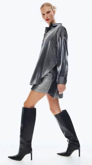 Silver/ Metallic Button Up thumbnail 3