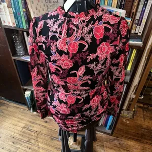 White House Black Market floral XXS peasant blouse thumbnail 3