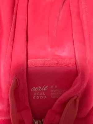 aerie Bright Pink Velvet Zip-Up Hoodie thumbnail 3