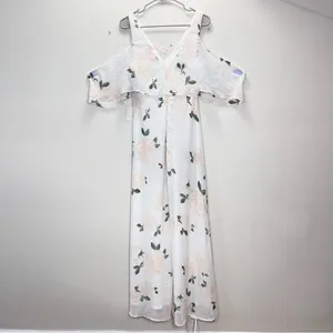 NWT Lulus The Very Thought of‎ You White Pink Floral Ruffle Maxi Dress MEDIUM thumbnail 6