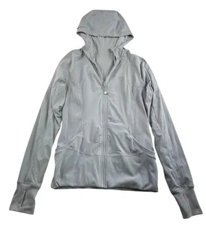 Lululemon Sz 10 In Flux Jacket Dance Studio Reversible Hooded Silver Fox Stretch thumbnail 3