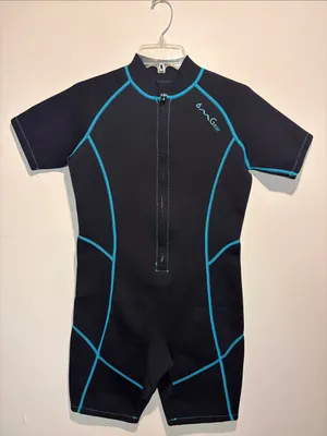 OMGear Half Front Zip Shorts + Short Sleeves Wetsuit Unisex Adult Black Size S thumbnail 1