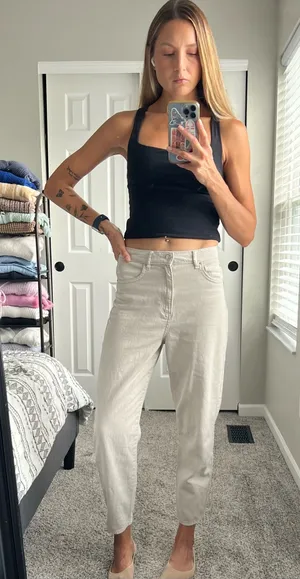 H&M Cream Barrel Jeans thumbnail 1