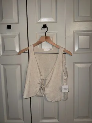 Altar'd State Cream Linen Vest thumbnail 2