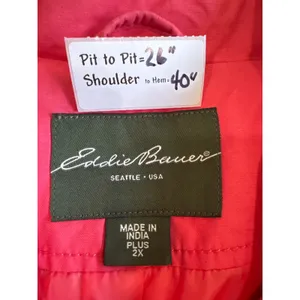 Eddie Bauer Womens Red Trench Coat Cotton Nylon Button Front Plus 2X 7827 thumbnail 4