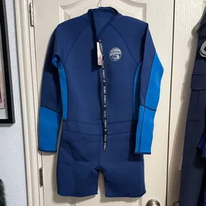 NWT Scuba Donkey Hisea Navy Long Sleeve Neoprene Front Zip Wetsuit Swim Shorts thumbnail 2