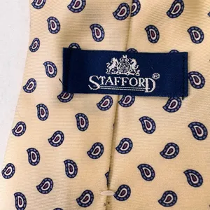 Stafford Men's Tie Silk Yellow Geometric Vintage Classic Necktie Office wear thumbnail 5