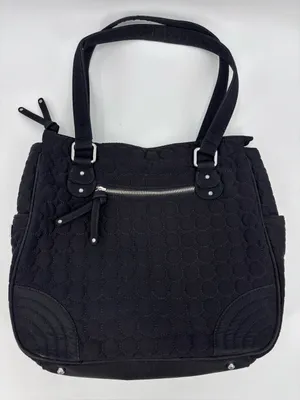 Vera Bradley Black Quilted Shoulder Tote with Front Zip Pocket thumbnail 1