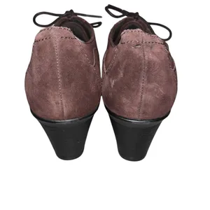 NEW Clarks Bendables Brown Suede Lace Up Oxford Heels Booties Shoes size 10W thumbnail 6