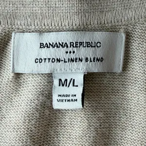 Banana Republic Cotton Linen Blend Polo Sweater Oatmeal Beige Short Sleeve M/L thumbnail 5