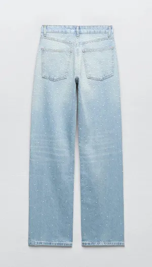 Zara NWT TRF Pearl Wide Leg Jeans thumbnail 5