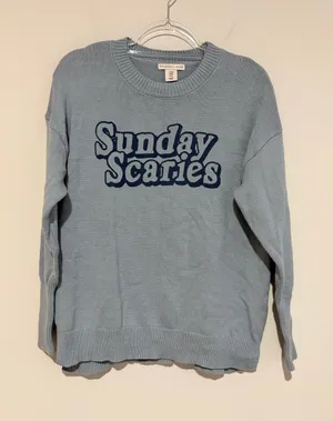 Sincerely Jules Sunday Scaries Soft Knit‎ Sweater Light Blue size medium thumbnail 1