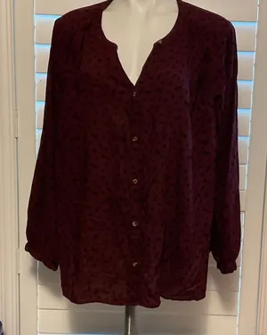 Sonoma Maroon Button-Down Blouse thumbnail 1
