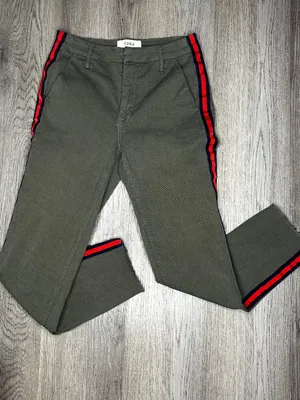 Pistola Pants Womens Luci High Rise Cropped Green Chino Red Racer Stripe Size 25 thumbnail 2