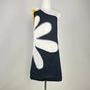 NWOT Farm Rio x Anthropologie One-Shoulder Linen Blend Flower Mini Dress Size M thumbnail 6