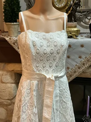 Betsey Johnson Taffeta White Floral Lace Dress 8 thumbnail 2