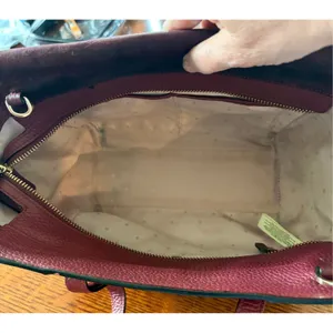 Kate Spade Burgundy Pebbled Leather and Suede Satchel Crossbody‎ Bag thumbnail 11