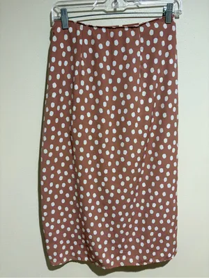 Abercrombie & Fitch Blush Pink Spotted Twist Front Slit Satin Midi Skirt Small thumbnail 10
