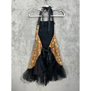 Halloween Bib Apron Handmade One Size Rhinestone BOO Black Tulle Pumpkins thumbnail 5