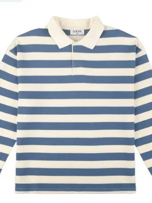 Parke Striped Rugby Shirt Blue White Long Sleeve Sweater Polo Top XS thumbnail 2
