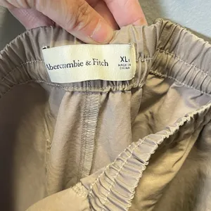 Abercrombie & Fitch Women's Cotton Nylon Wide Leg‎ Pants Beige Tan Size XL thumbnail 4