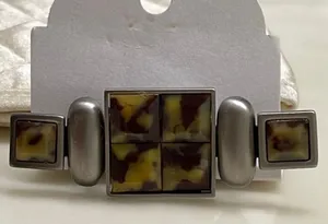 Vintage bar brooch faux Baltic amber art deco style. thumbnail 1