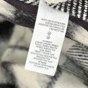 Lucky Brand Wool Oversized Plaid Shawl Poncho Cardigan Sweater Black White Large thumbnail 6