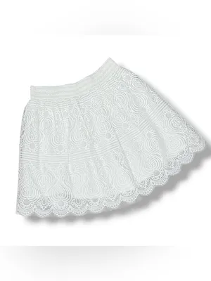 Bebe Lace Scallop Hem Mini Skirt White Medium Elastic Waist Cottagecore Layered thumbnail 13