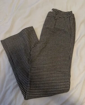 Edit By Nine Black & Tan Houndstooth Trousers Size M thumbnail 1