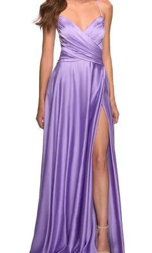 La Femme 30662 Purple Lavender Lace Up Back Gown 0 thumbnail 1