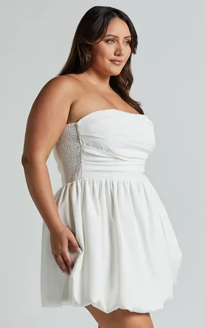 New Showpo Shaima Mini Dress Strapless Bubble Hem Dress Size Large MSRP $99 thumbnail 5