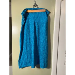 Eddie Bauer Womens Sz Medium Pull-On A-Line Skirt Teal Blue Geometric Adjustable thumbnail 6