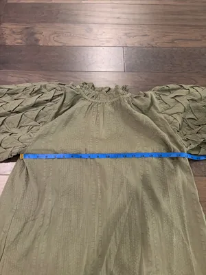 New With Tags THML Puff Sleeve Olive Top Sz S thumbnail 9
