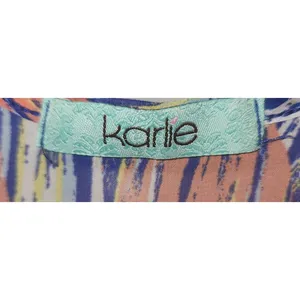 Karlie Sheer Kimono‎ Top Open Front Cover Up Flowy Blue Orange Pattern Size Free thumbnail 4