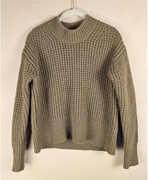 Everlane Womens Olive Green Wool Cashmere Mock Neck Pullover‎ Sweater Small thumbnail 1