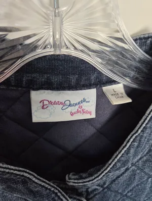 Vintage Quacker Factory Dream Jeannes Quilted Blue Denim Vest 90s Y2K Large thumbnail 5