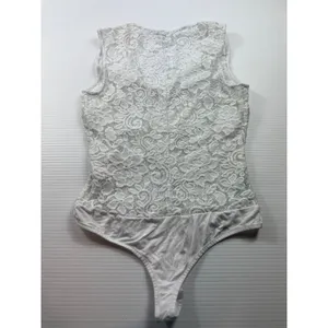 Bebe Womens White Floral Lace Sleeveless V-Neck Thong Bodysuit XS thumbnail 6