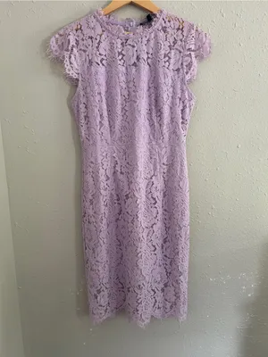 Merokeety Lace Cap-Sleeve Midi Dress Lilac Formal Wedding Guest Pastel Medium thumbnail 2